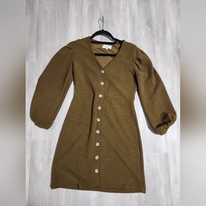 Madewell Texture & Threas olive green dress Small